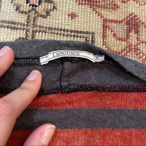 Language Brand Patterned Top with Sheer Sleeves - Picture 5 of 5